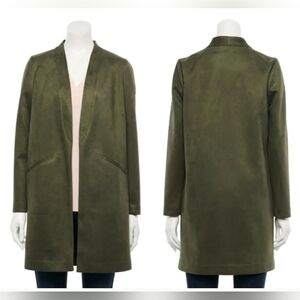 Apt. 9 Slant-Pocket Car Coat Faux Suede_ Med_Olive
